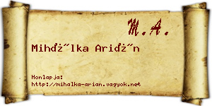 Mihálka Arián névjegykártya